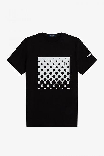 Black Fred Perry Ombre Graphic Men's T Shirts | PH 1730WNBY